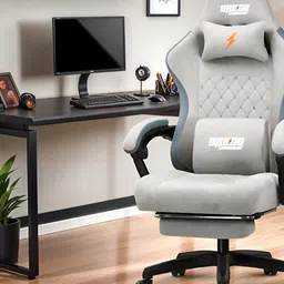 DROGO Grey & Blue Printed 360 Degree Rotation Gaming Chair-1