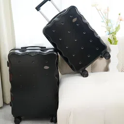 MINI WESST Cookies On The Go Set Of 2 Textured Hard Sided Medium & Cabin Trolley Bags-17