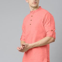 Fifth U Men Peach Kurta-image-100