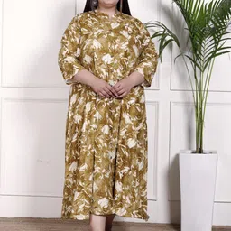 KALINI Printed Mandarin Collar Shirt Plus Size Dress-image-30