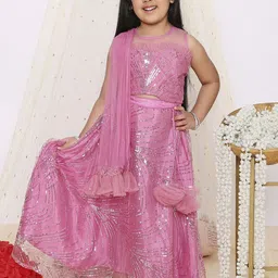 KID1 Girls Embellished Sequinned Ready to Wear Lehenga & Blouse With Dupatta-53