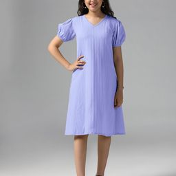 YK Puff Sleeve A-Line Dress-image-102