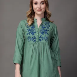 girlsify Floral Embroidered Mandarin Collar Top-picture-24