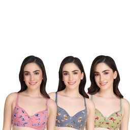 Women Cotton Green,Grey,Pink Padded Non-Wired Lingerie Bra Sport wear Gym Crop Tank Top-image-118