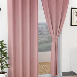 Yellow Weaves Rose 2 Pieces Black Out Long Door Curtains-image-21