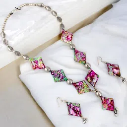 LUCKY JEWELLERY Oxidised Gunghroo Beaded Jewellery Set-picture-25