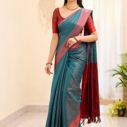 HANDSEL Woven Design Zari Pure Silk Banarasi Saree-image-46