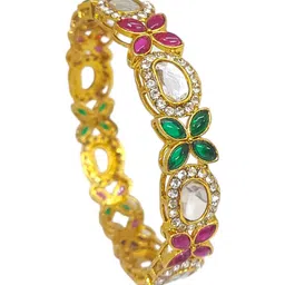 CHRISHAN Set Of 2 Gold-Plated Kundan-Studded Bangles image 3