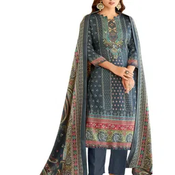 DRAVINAM Trends Floral Printed Beads And Stones Pashmina Unstitched Dress Material-image-75