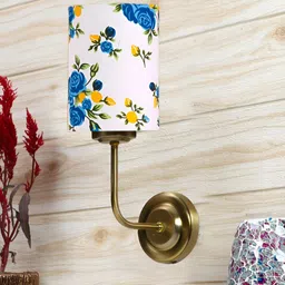 Aura White & Green Printed Traditional Cylinder Shaped Wall Lamp-10