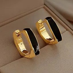 SEAA ENTERPRISES 925 Sterling Silver Gold Plated Square Shaped Hoop Earrings-15