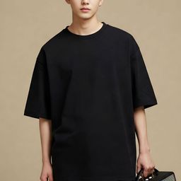 SMAN Round Neck Drop-Shoulder Sleeves Oversized Cotton T-shirt-image-75