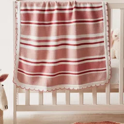 Juniors by Babyshop Pink & White Striped 210 GSM Single Bed Blanket-image-28