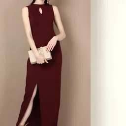 WATAY Women Keyhole Neck Sleeveless Slits Bodycon Maxi Dress-image-80