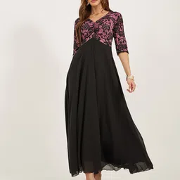 Miss Chase Floral Printed Georgette Fit & Flare Maxi Dress-image-81