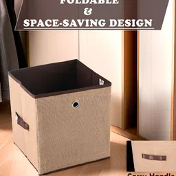 Aura Brown & Beige Foldable Square Drawer Organizer image 2