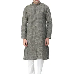 Exotic India Men Textured Solid Cotton Kurta with Pyjama-picture-6