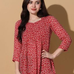 Moda Rapido Women Animal Printed Georgette Empire Top-image-66