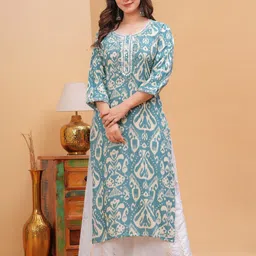 Fashion4word Women Geometric Embroidered Kurta-picture-43