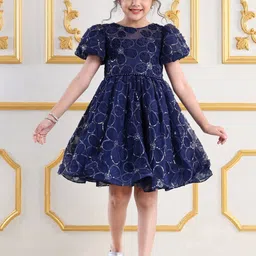 Mark & Mia Girls Embroidered Embellished Puff Sleeves A-Line Dress-28