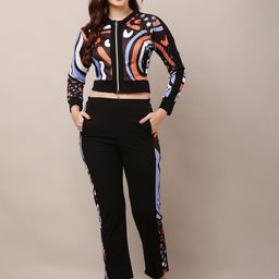 Mast & Harbour Printed Mandarin-Neck Cropped Top With Trouser Co-Ords-image-48