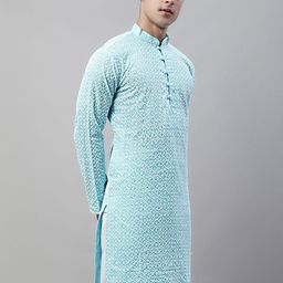 Jompers Men Floral Embroidered Chikankari Floral Kurta-image-84