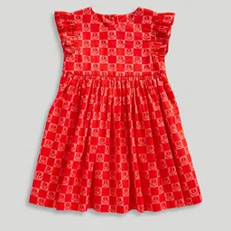 mothercare Checked Flutter Sleeve Fit & Flare Dress-image-12