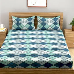 A Homes Grace Blue & White Floral 144 TC Queen Bedsheet with 2 Pillow Covers-image-19