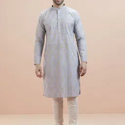 KISAH Men Floral Printed Regular Kurta with Churidar-87