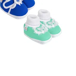 NESKA MODA 12 To 18 Month Non Slip Baby Girls Pack of 2 Pair Soft Cotton Butterfly Frill Booties-30