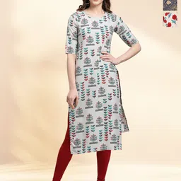 HERE&NOW Women Pack of 3 Ethnic Motifs Printed Crepe Kurta-image-83