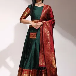 Payu Semi-Stitched Lehenga & Unstitched Blouse With Dupatta image 5