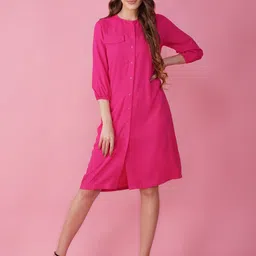 HERE&NOW Solid Cuffed Sleeves Sheath Dress-picture-57