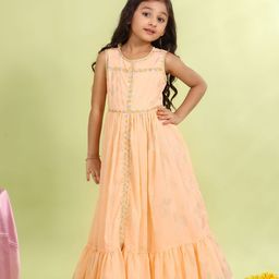 MASTARANG Girls Embroidered Georgette Maxi Dress-image-78