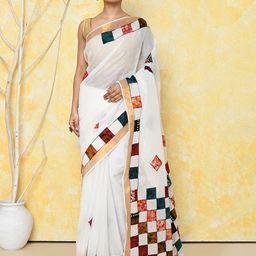 Piyari Fashion Geometric Printed Zari Pure Cotton Handloom Taant Saree-picture-29