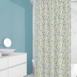 ArtzFolio White & Blue Geometric Printed Waterproof Shower Curtain-image-88