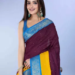Ethnielle Women Woven Design Striped Zari Saree-picture-53