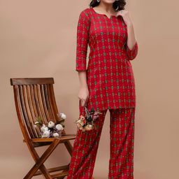FEMARY Printed Round Neck Top With Trousers Co-Ords-picture-10