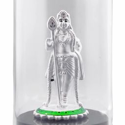 999 Pure Silver Beautiful VIGRAHAM MURUGAN with Acrylic Base Idol Decorative Showpiece - 12 cm-image-102