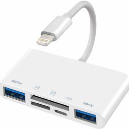 microware SD Card Reader for iPhone, Dual USB 3.0 to iPhone/iPad Adapter, 5 in 1 USB Camera Connection Kit Adapter for iPhone and iPad, Compatible with SD/Micro SD/TF Card, USB Peripherals and More. Card Reader-image-51