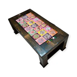 TANLOOMS Pink & Yellow Printed Rangoli Design Rectangular Table Runner image 4