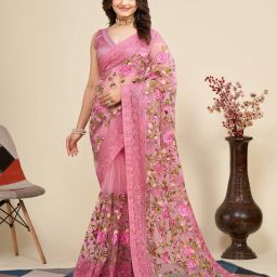 Embroidered Bollywood Net Saree-4