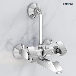 plantex Pure Brass Wall Mixer for bathroom 2 in 1 with L-Bend Provision for Overhead Shower/Hot & Cold Tap with Brass Wall Flange & Teflon tape (PRI-318) Mixer Faucet-picture-16