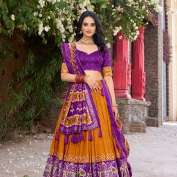 Floral Print Semi Stitched Lehenga Choli-image-51