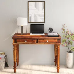 mudramark from pepperfry Falan Sheesham Wood Writing Table In Scratch Resistant Provincial Teak Finish-picture-7