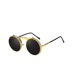 AUGEN Unisex Black Lens & Gold-Toned Round Sunglasses with-13