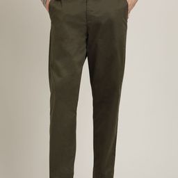 Saltpetre Men Olive Relaxed Straight Leg Flat Front Chinos Trousers-image-8