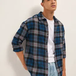 THE BEAR HOUSE Men's Pure Cotton Checked Relaxed Fit Shirt-image-39