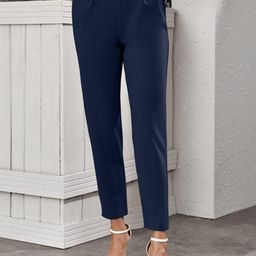 DTR FASHION Women Textured Carrot Wrinkle Free Pleated Trousers-image-12