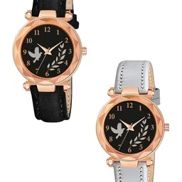 Gopal Shopcart Unisex Dial & Straps Analogue Watch GR379RG BIRD BLK Vel GREY L-image-34